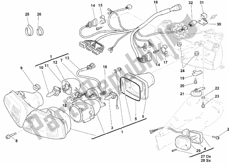 Todas las partes para Faro de Ducati Superbike 996 USA 1999